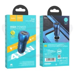 CARICABATTERIE DA AUTO HOCO Z48 DOPPIA PORTA TYPE-C 40W 3A BLU (BLISTERATO)