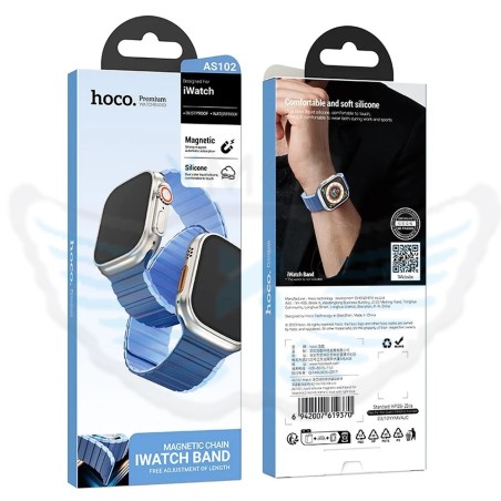 HOCO AS102 CINTURINO PER APPLE WATCH 38 / 40 / 41mm IN SILICONE BLU E AZZURRO (BLISTERATO)