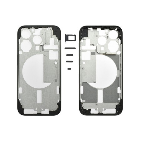 MIDDLE FRAME IPHONE 15 PRO NERO TITANIUM SENZA COMPONENTI + CARRELLO SIM E TASTI ESTERNI