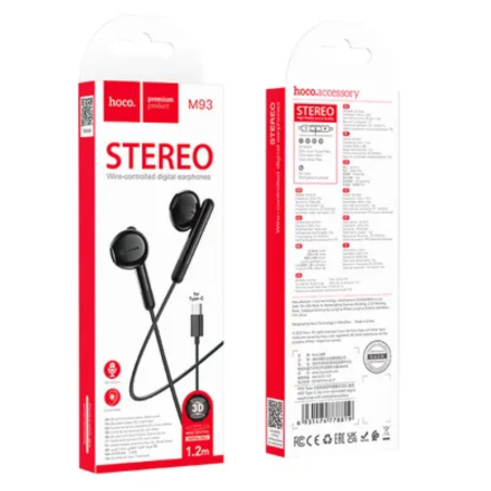 AURICOLARI HOCO M93 TYPE-C NERO (BLISTERATO)