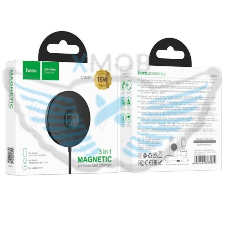 CARICABATTERIE INDUTTIVO HOCO CW41 15W MAGSAFE NERO